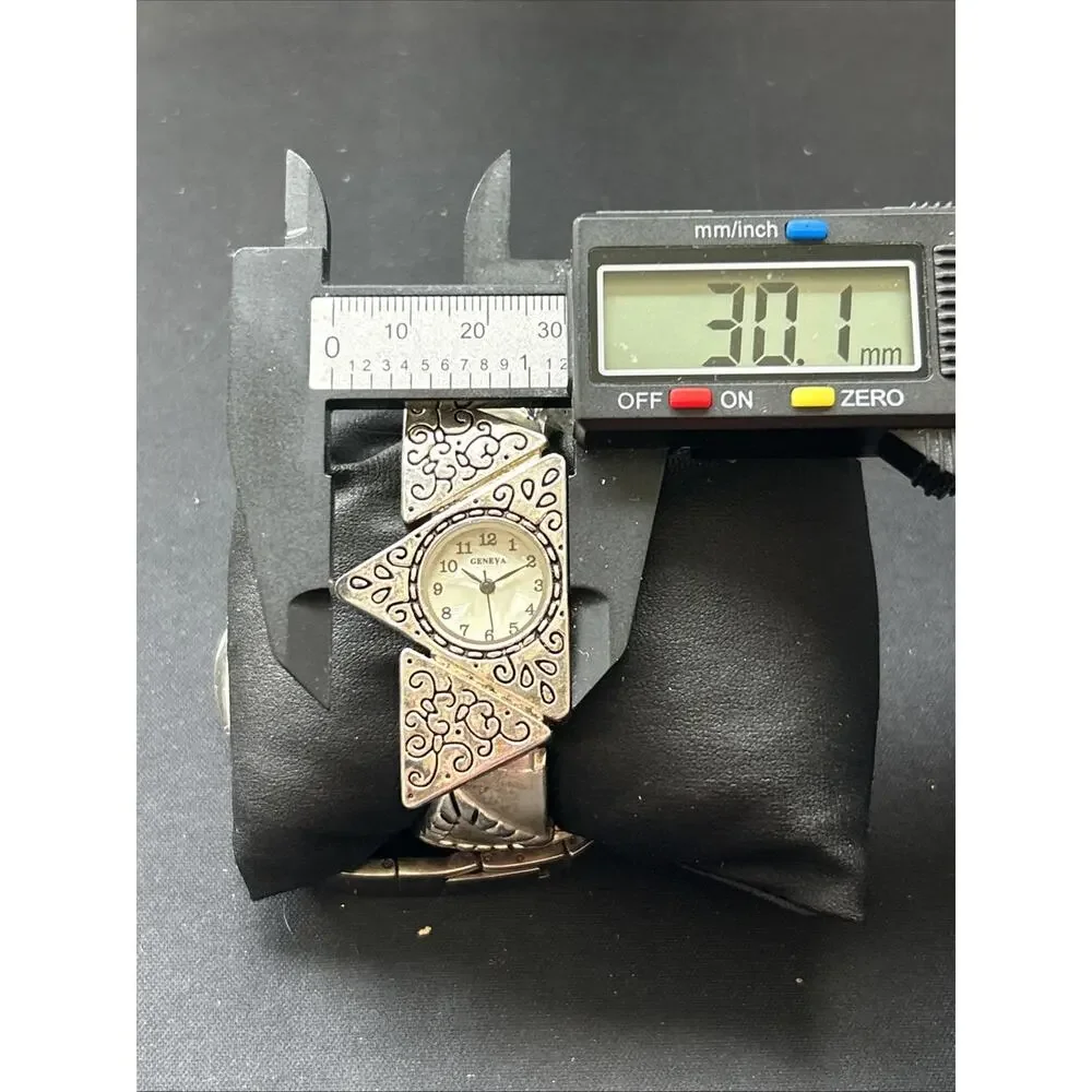 Geneva Unique Silver Tone Women’s Cuff Watch